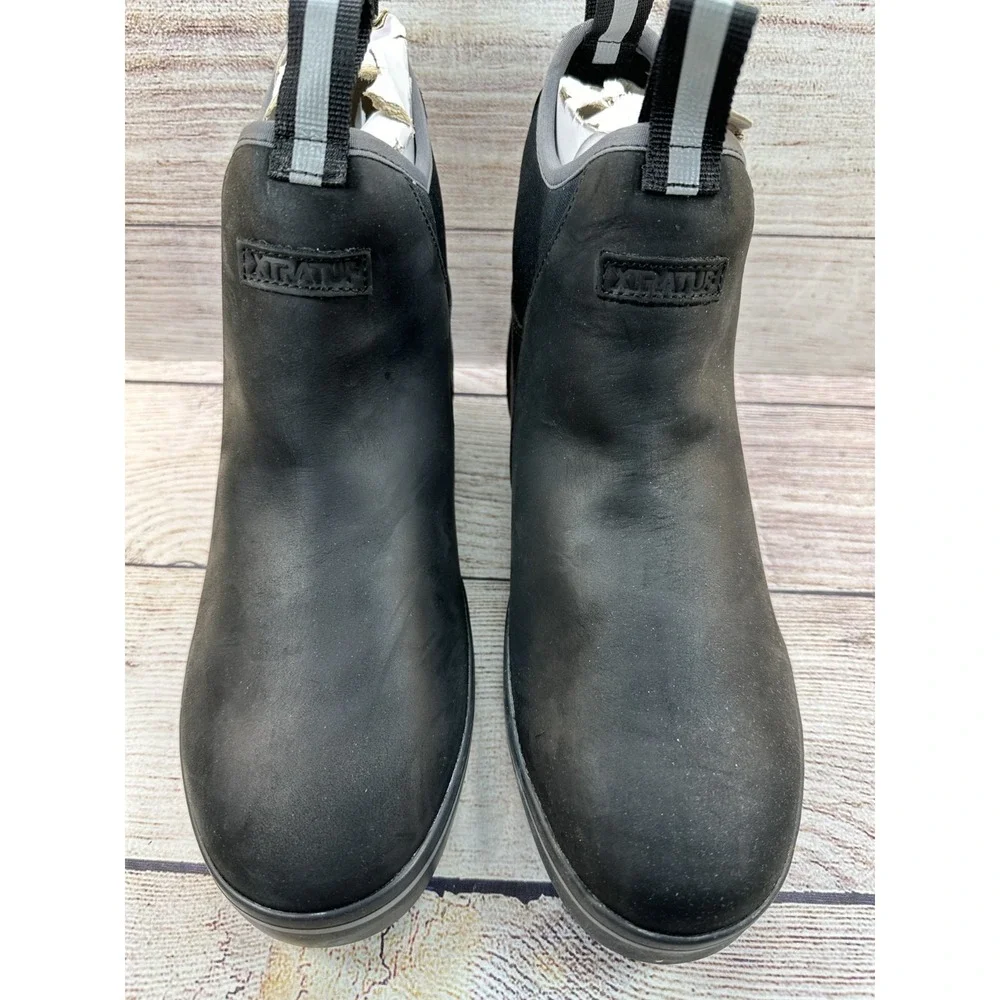 XTRATUF Men's Black Waterproof Chelsea Ankle Leather Rain Boots Size 8.5 M